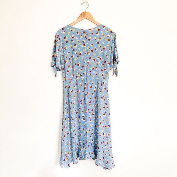 Faithful The Brand Women’s Sky Blue Ditzy Floral Flounce Hem Midi Dress - Picture 3 of 13
